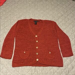 Nomadic Traders Rust Cardigan Sweater with Textured Knit